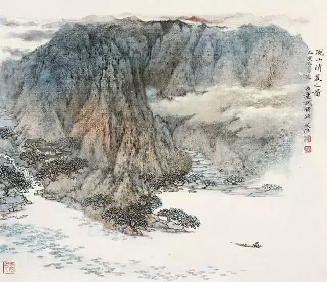 宋文治泼彩山水欣赏