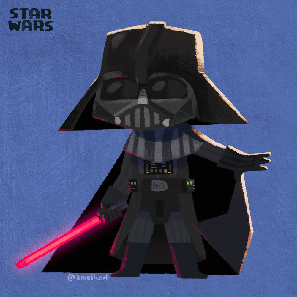 星球大战的人物画成萌萌哒的插画作者amelicartア99メリカ