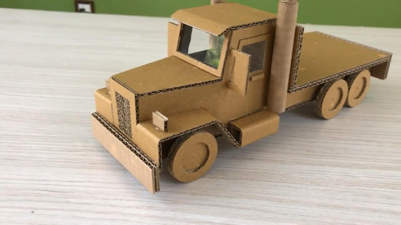 手工纸板diy,制作迷你卡车模型的过程,非常有创意!