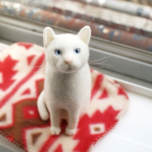 日本手工爱好者nekolabo一组手工羊毛毡猫咪.