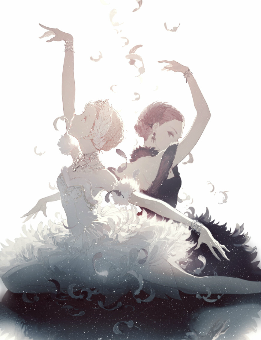 动漫高清壁纸,图1可爱萌,图2意境十足,图4黑天鹅与白天鹅