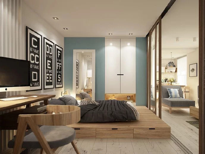 创意和实用兼顾的地台床,是节省空间的好办法