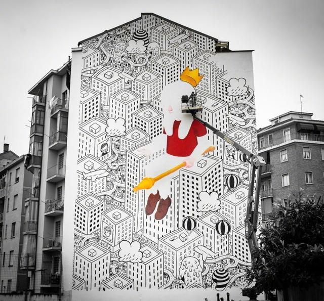 墙面涂鸦你妈妈没和你说过不要欺负熊孩子吗