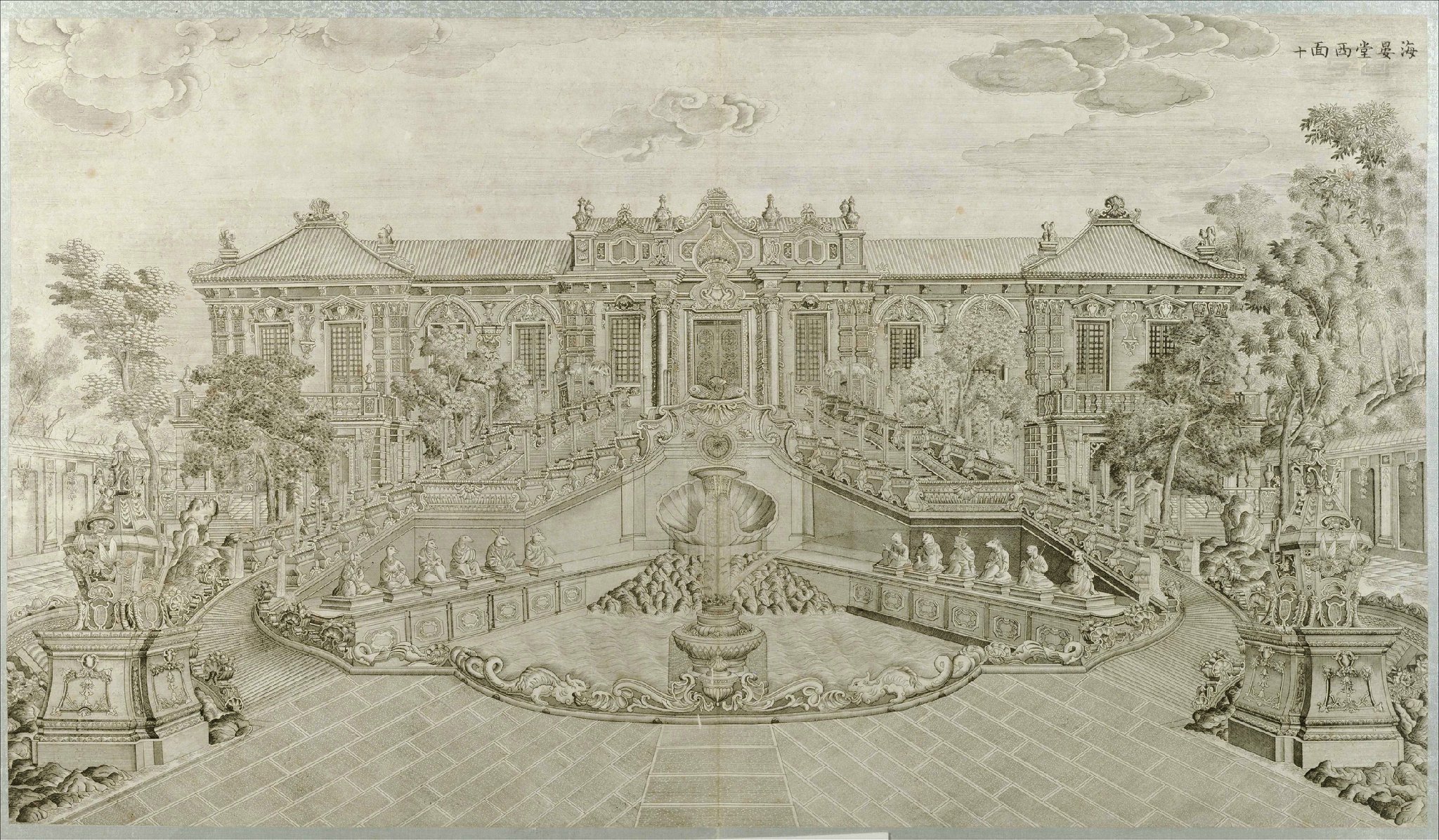 郎世宁圆明园西洋楼版画下高清大图