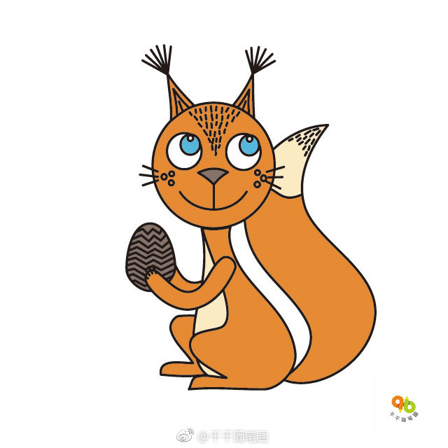 萌萌哒小松鼠简笔画详细步骤图