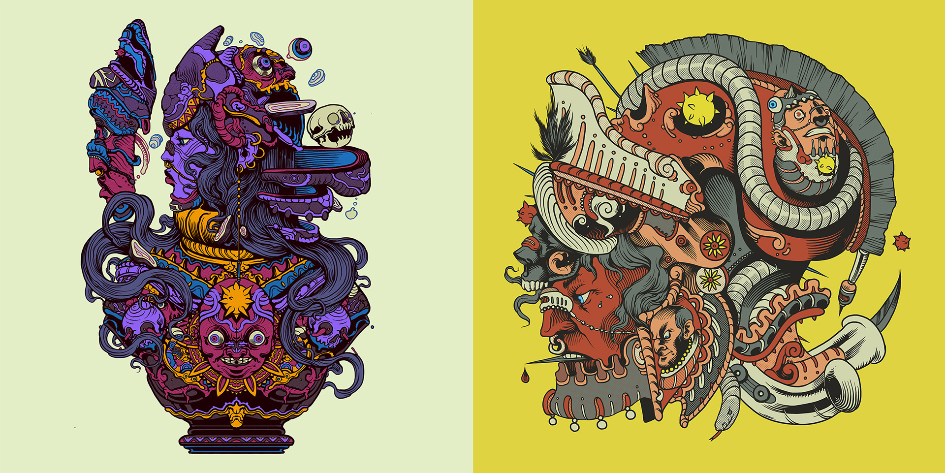 变形怪异的插画