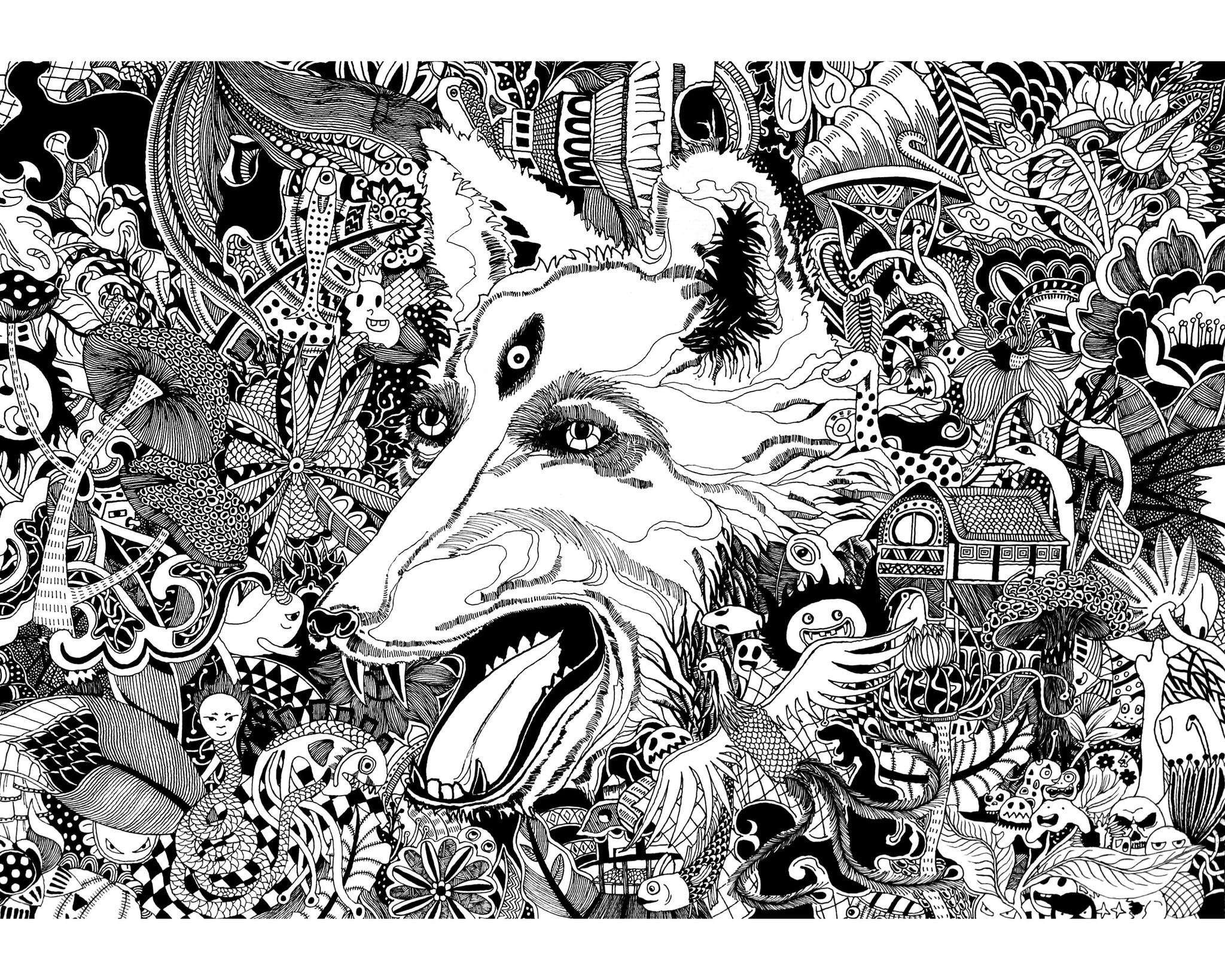 中国/ 南京 插画师王冰清《异界》系列黑白插画作品展尺寸