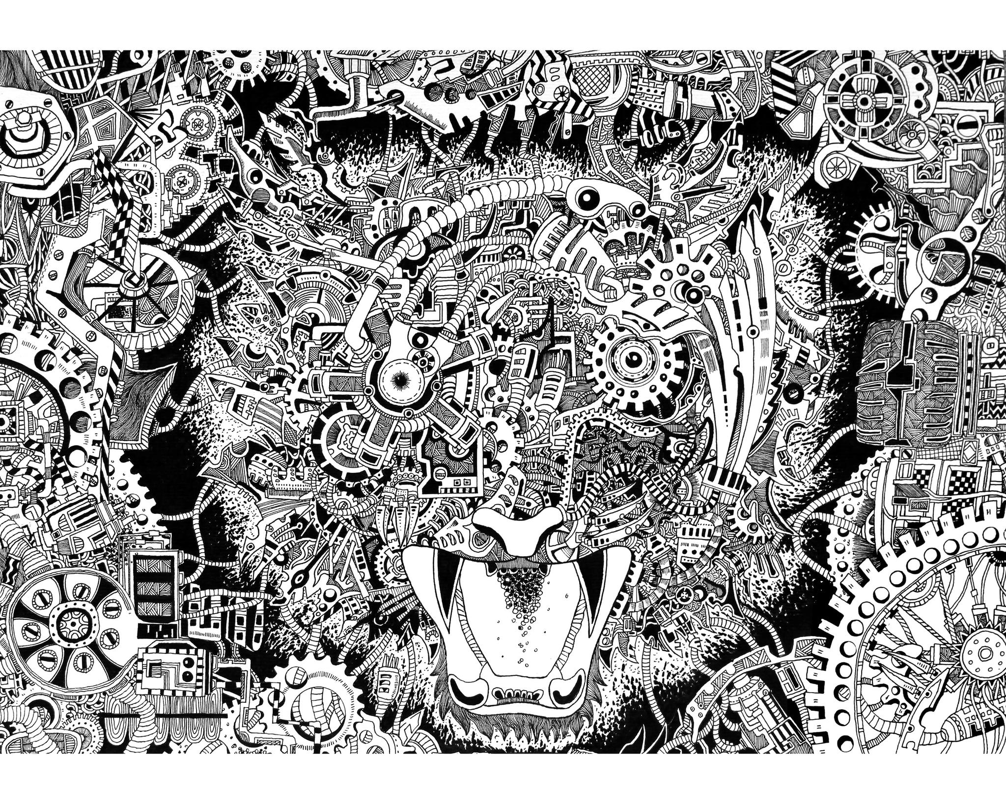 中国/ 南京 插画师王冰清《异界》系列黑白插画作品展尺寸