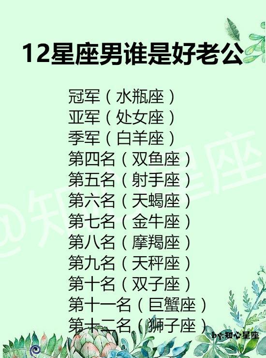 12星座男谁是好老公?