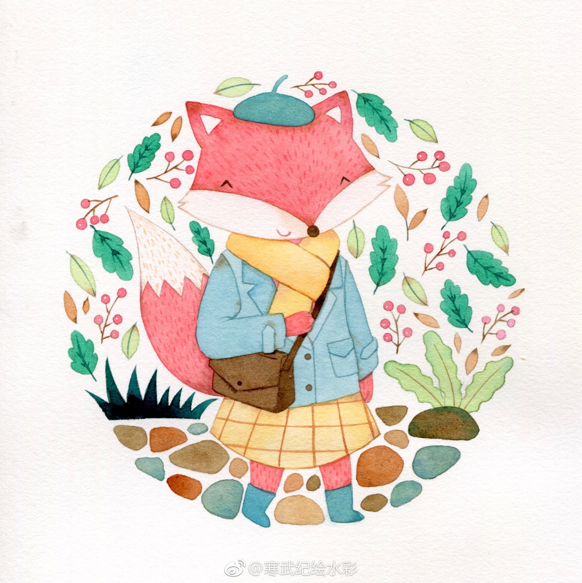 一只小狐狸水彩过程67作者