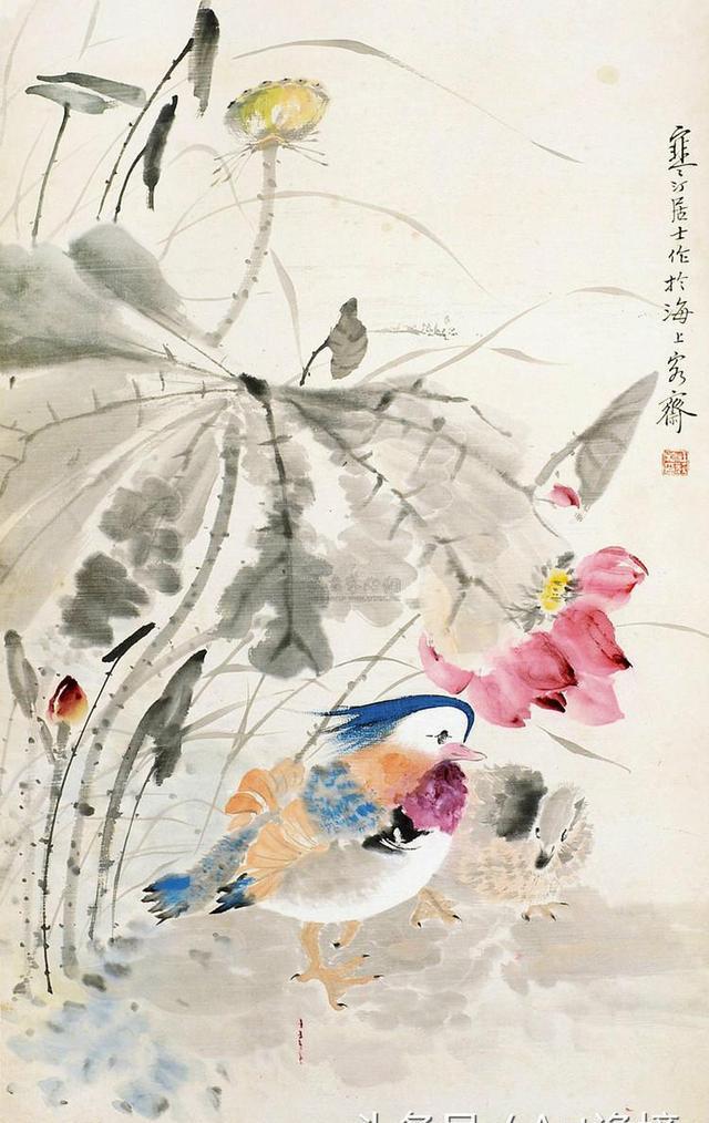 名作欣赏爱荷画荷江寒汀荷花作品欣赏