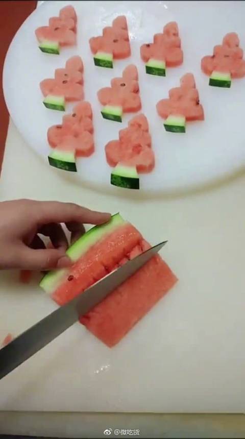 切西瓜,拼盘超好看的方法,快来学习一下!