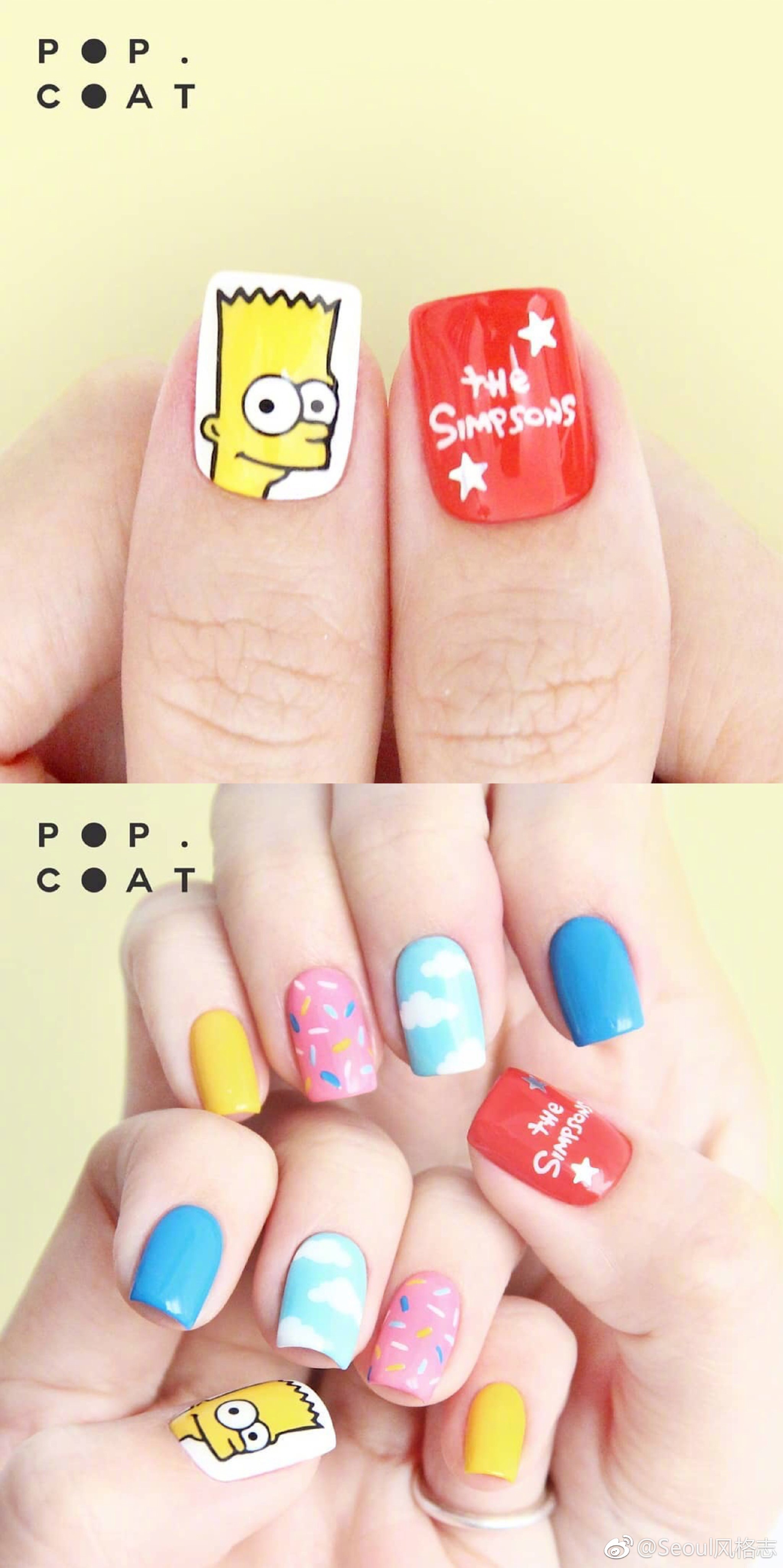 俏皮可爱的卡通美甲,满满的都是童年回忆.