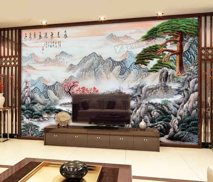 流水生财背景墙推荐,以山水之形寓风水之灵意,创祥瑞山水之先河