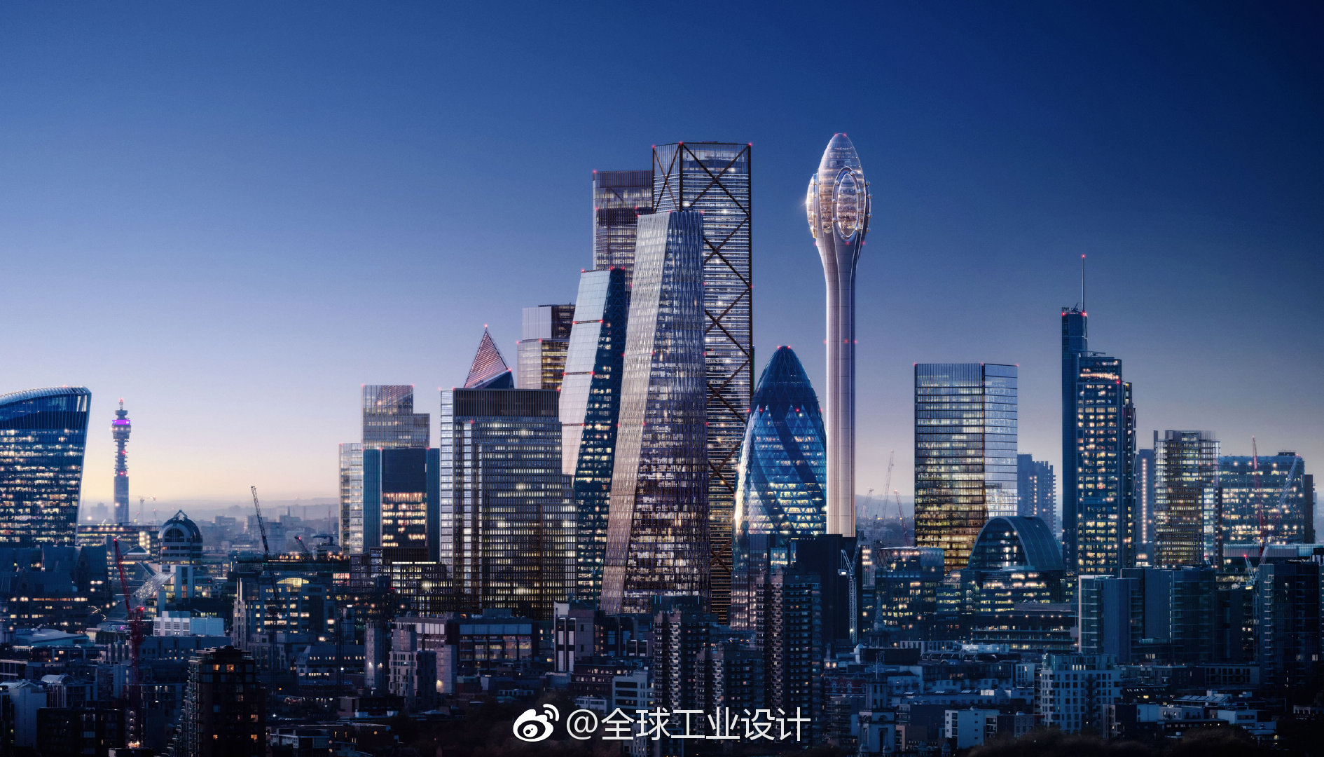 伦敦金融城著名地标gherkin大楼因其瘦长的椭圆形轮廓