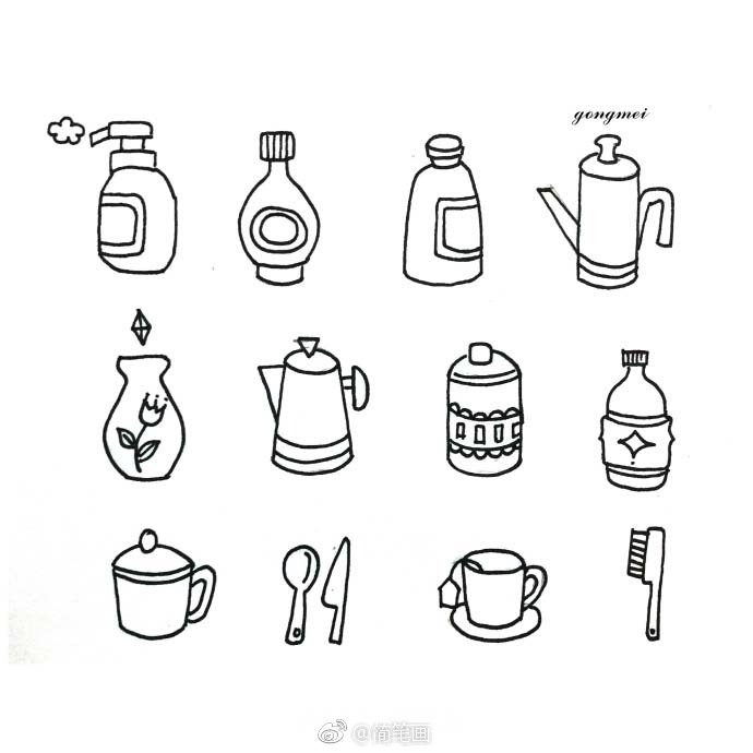 简笔画生活小物手帐素材(by: _千早小晚 )