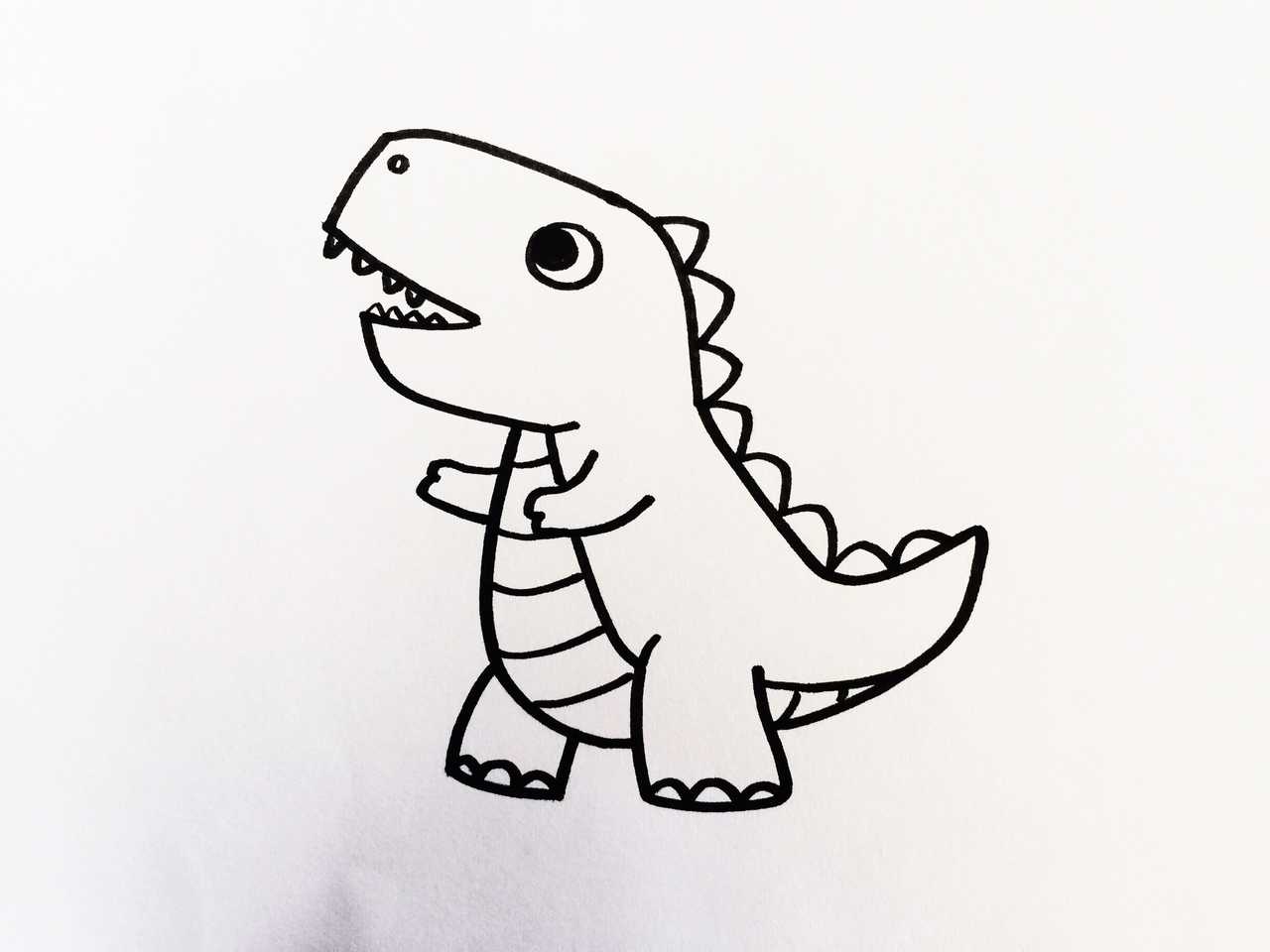 彩色恐龙宝宝简笔画画法图片步骤（7岁女孩学画画） - 有点网 - 好手艺