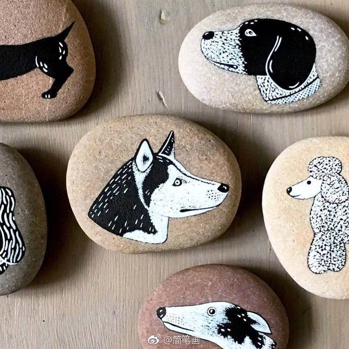 小清新黑白石头画