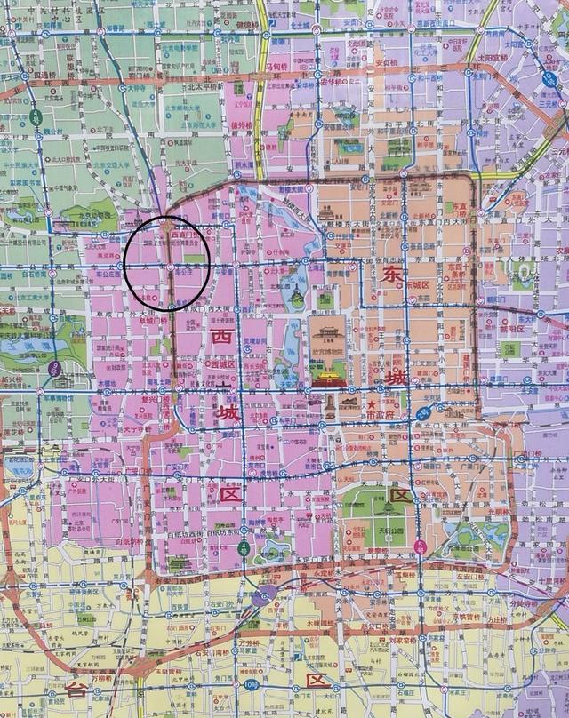 北京平安大街与西二环交界地区的地图北京平安大街与西二环交界地区的