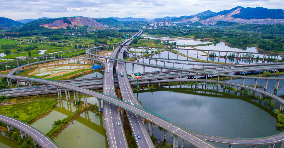 铜陵,航拍下的上水桥交通枢纽