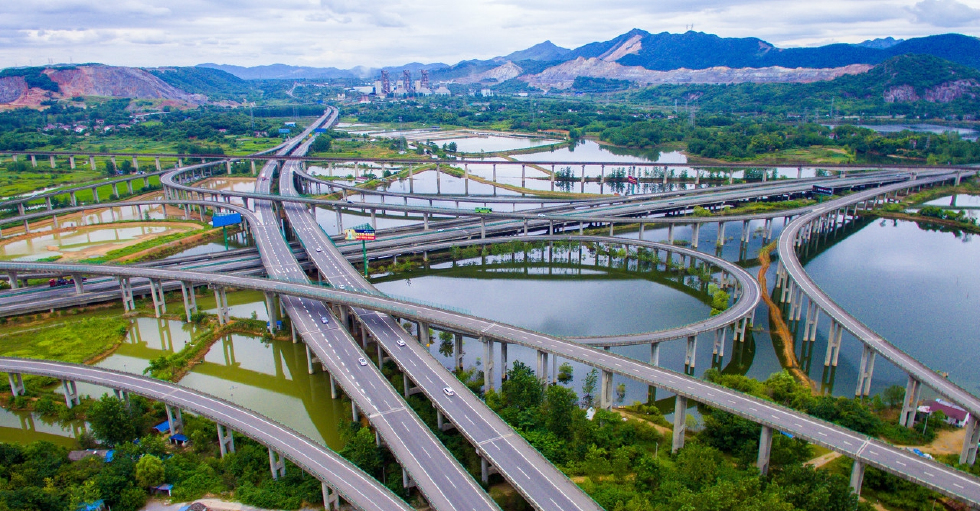 铜陵,航拍下的上水桥交通枢纽