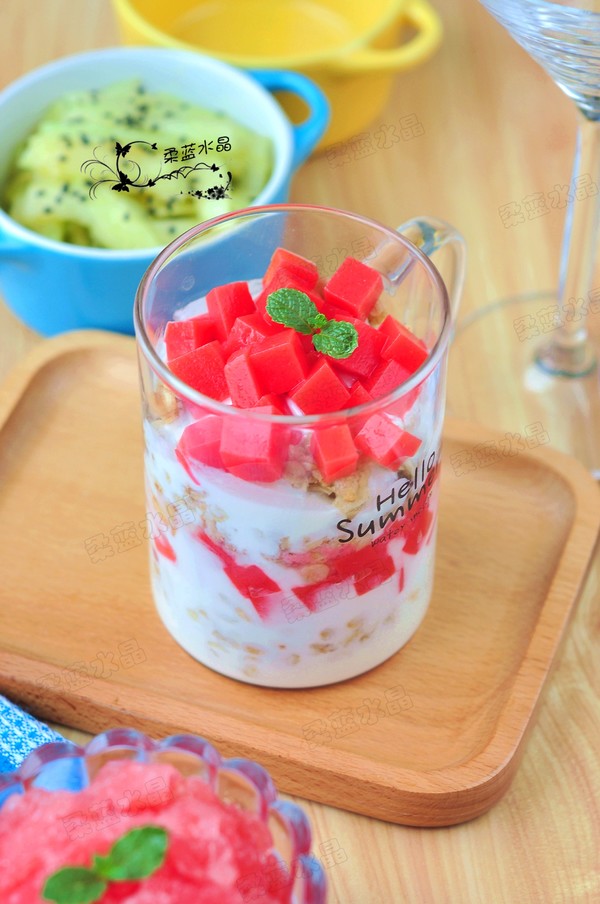 香甜又美味的下午茶|西瓜布丁酸奶杯