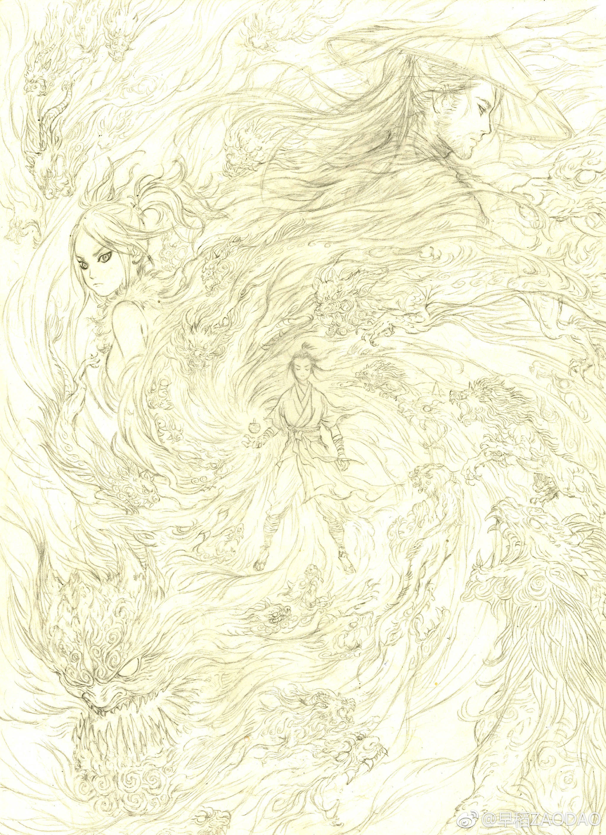 电影风语咒海报作者早稻发布了她创作海报的过程