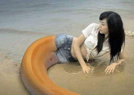 小时候我们看到的花瓶女孩人头蛇身被骗多年才知道真相