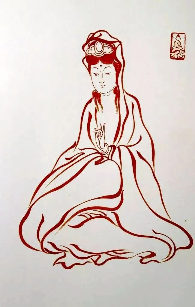 弘一法师绘观音行云流水端庄妙丽