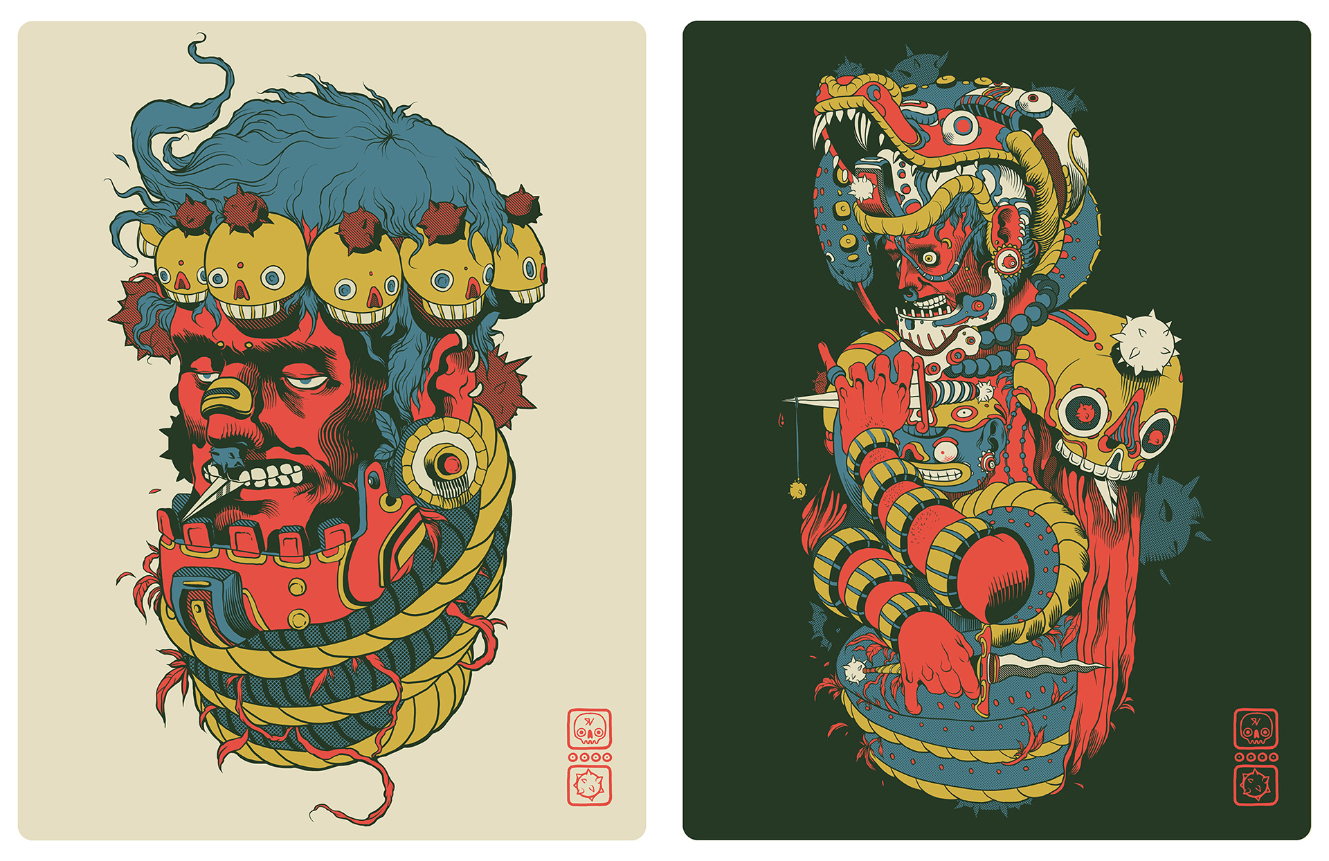 变形怪异的插画