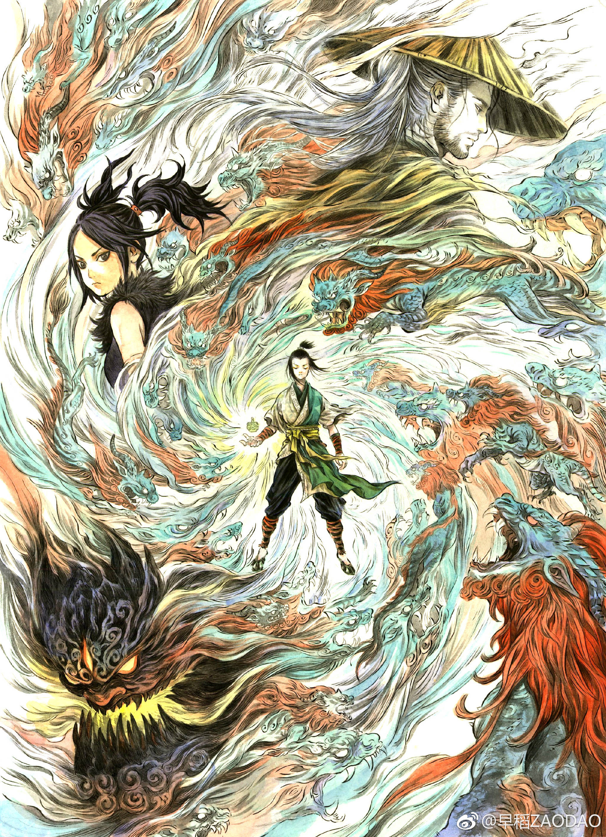 电影《风语咒》海报作者早稻发布了她创作海报的过程|风语咒|早稻|水印_新浪新闻