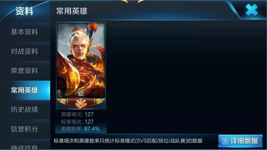 王者荣耀这就是国服最强铠的实力127场胜率接近90