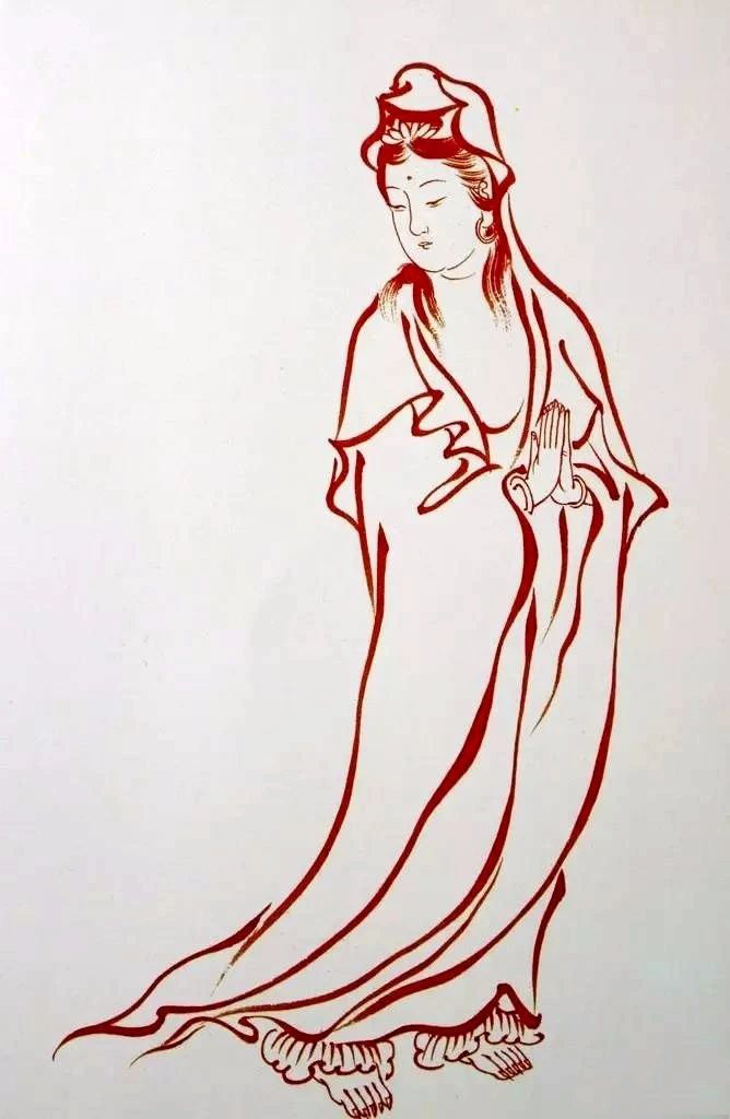 弘一法师绘观音行云流水端庄妙丽