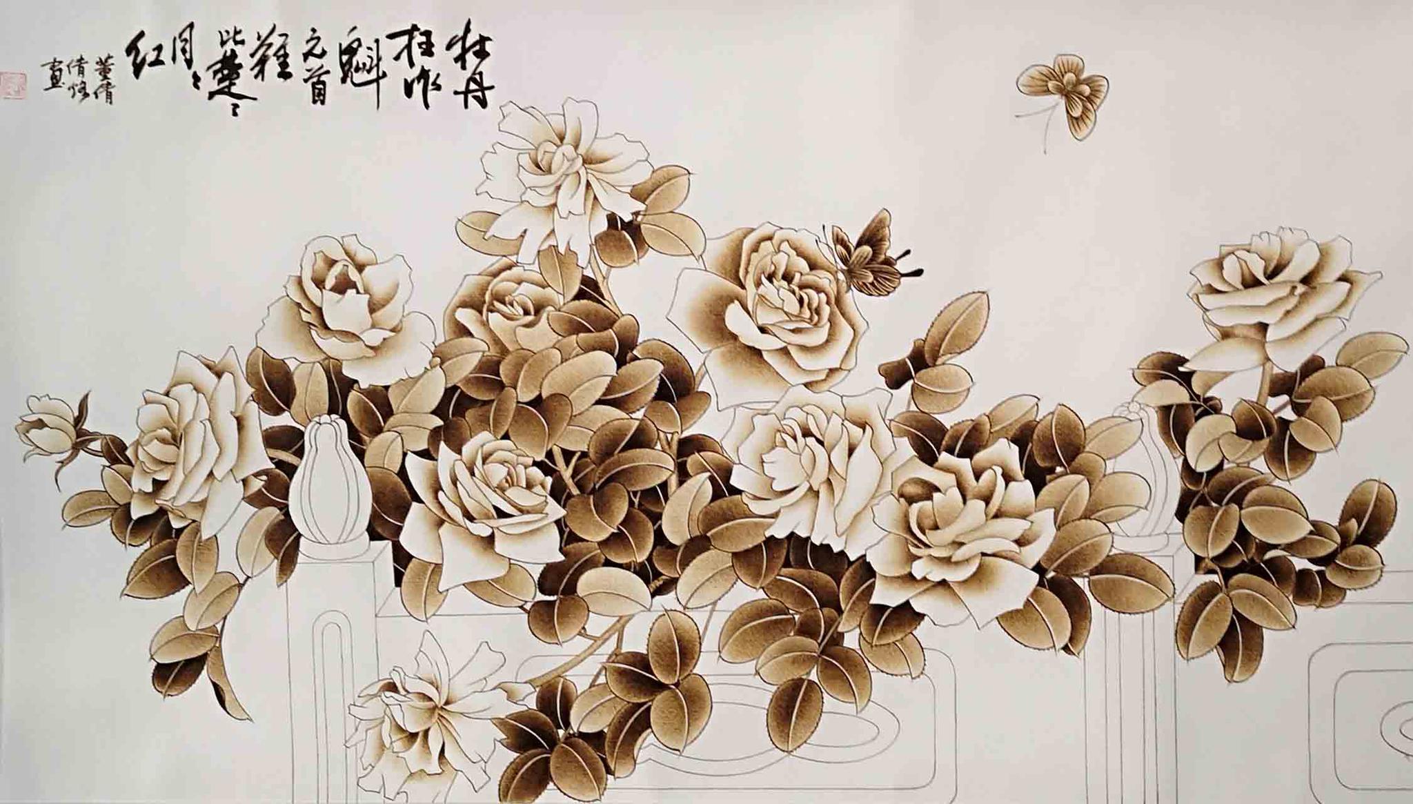 河南南阳月季香飘五洲烙画广传四海