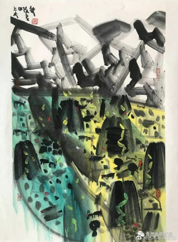 陈老铁山水画作品