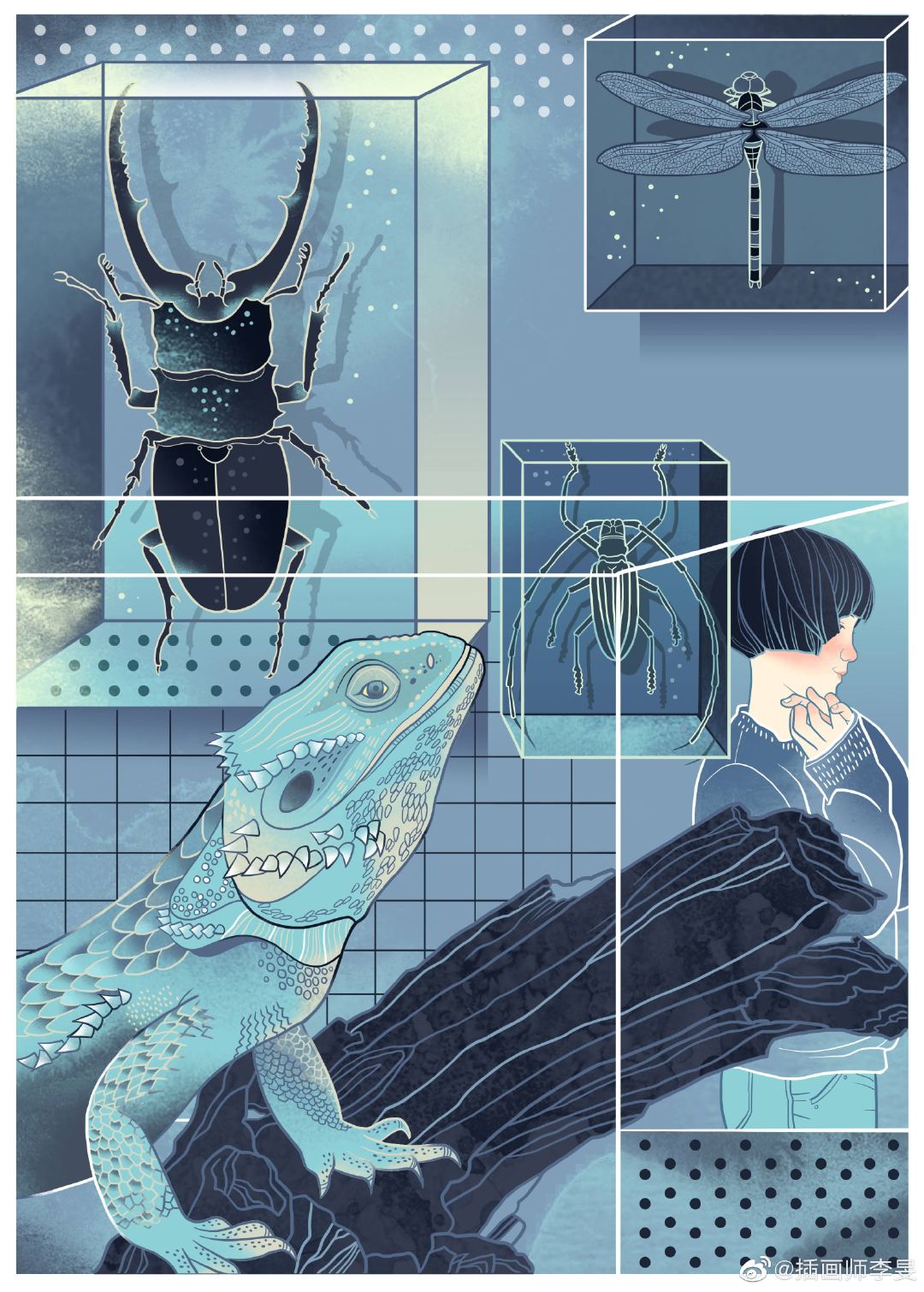 黑暗与光明的对比,插画设计