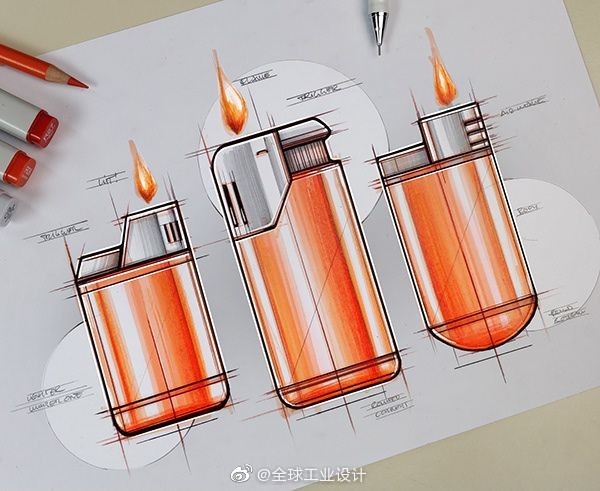 一组打火机主题手绘图