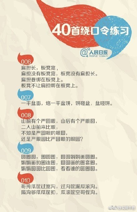 你的普通话怎样?试试这40首绕口令就知道!