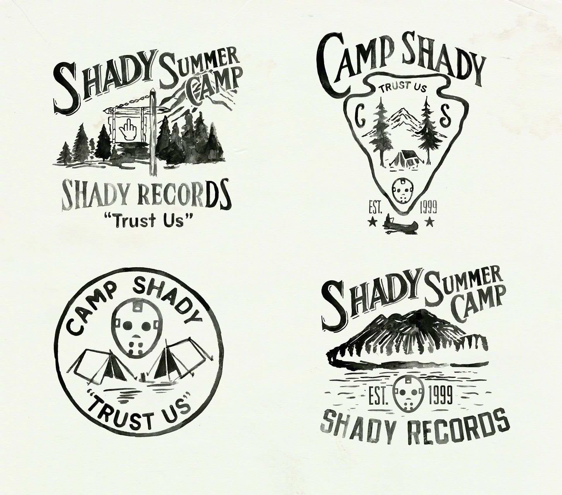 glenn wolk 的创意手绘黑白标签设计.