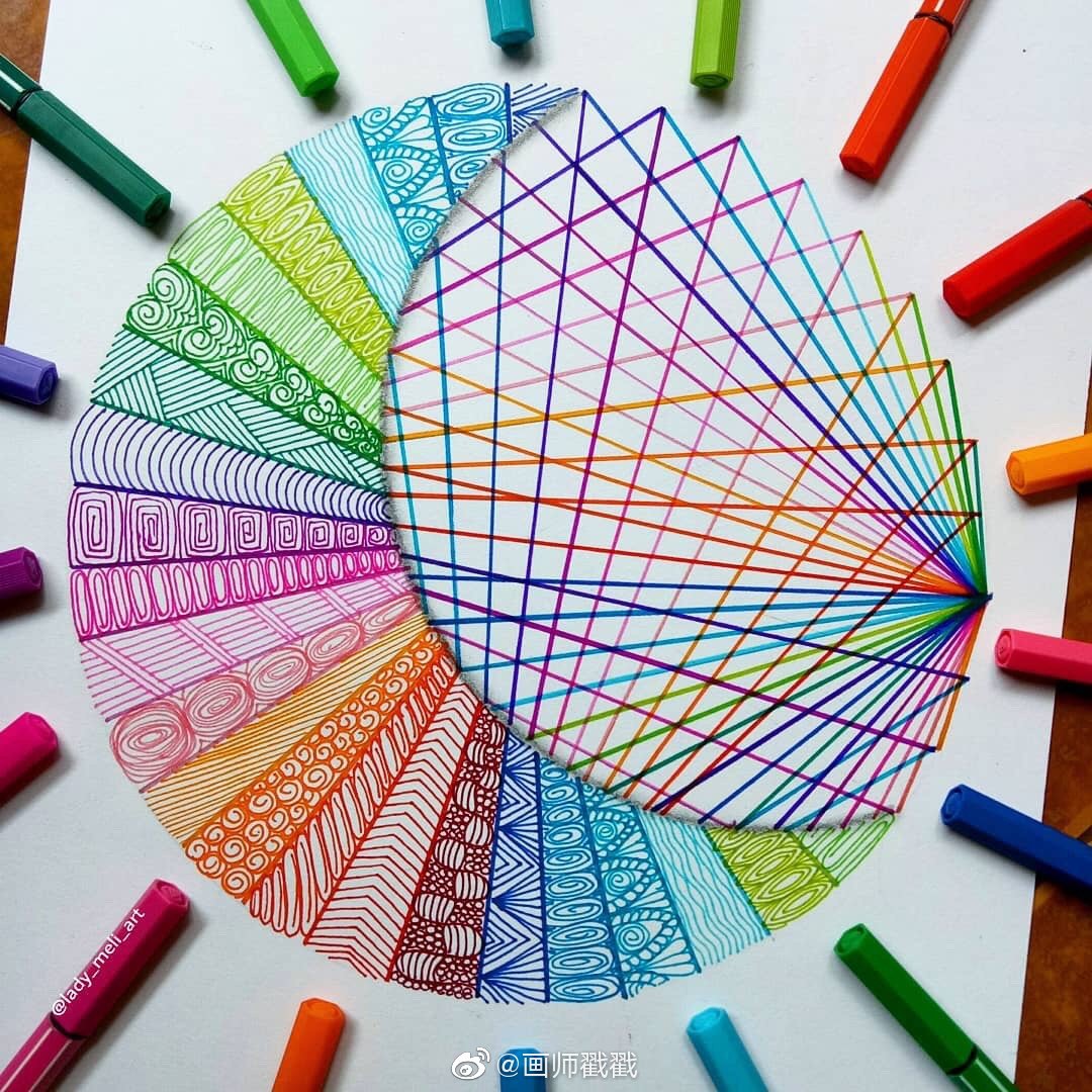 自学成才的插画师mandala绘制的彩色缠绕画