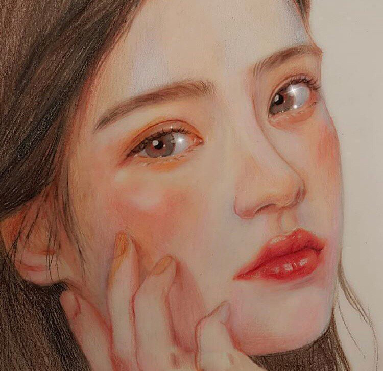 来自插画师 song bly 的彩铅人物肖像作品,爱了爱了