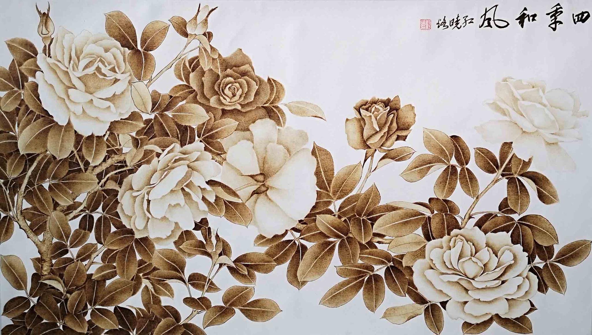 河南南阳月季香飘五洲烙画广传四海