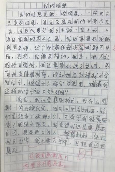 小学生作文意外走红妈妈笑趴在厨房语文老师被气得吐血
