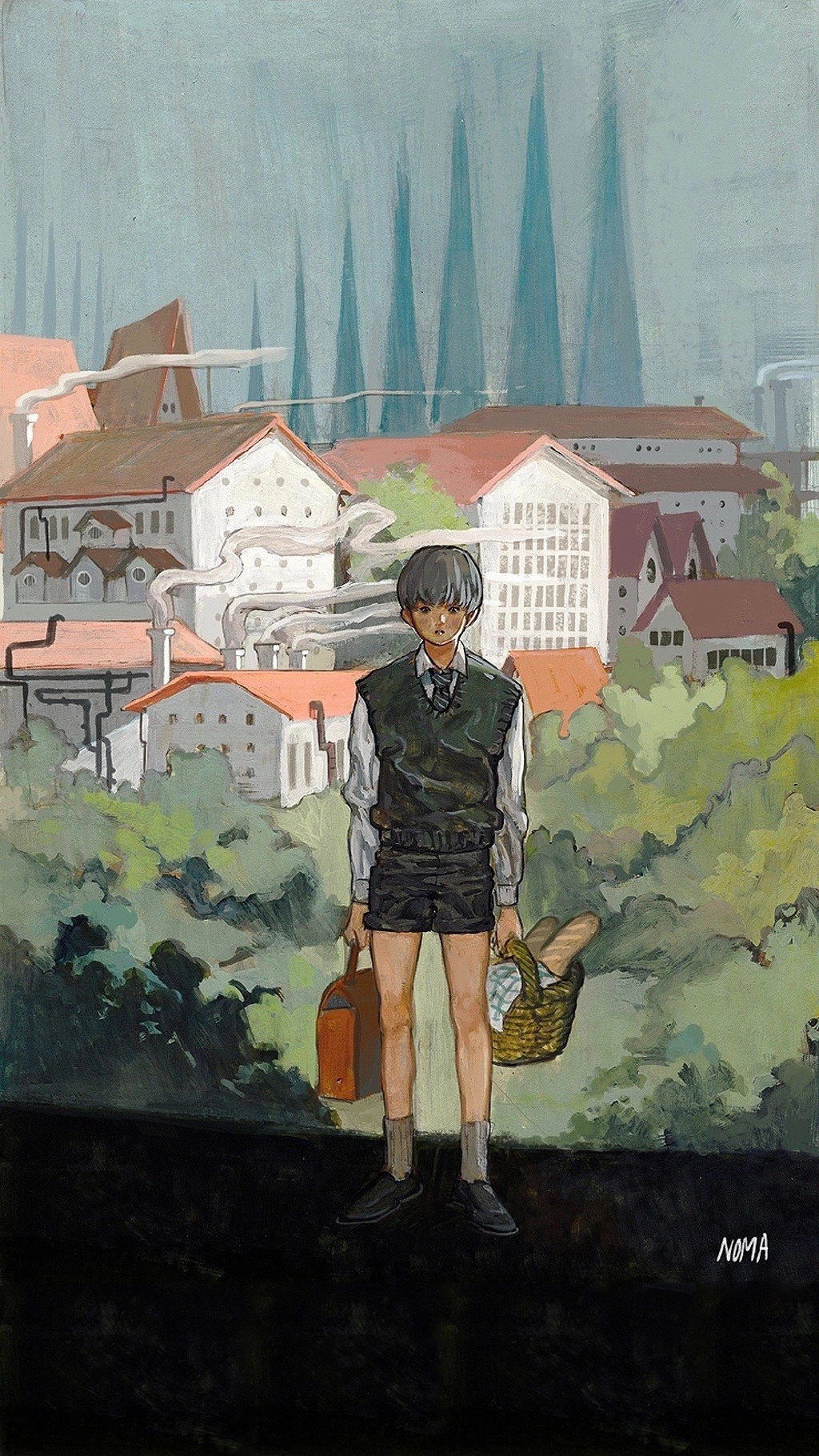 插画师 noma 的治愈系水彩插画作品,她的插画人物随意,慵懒