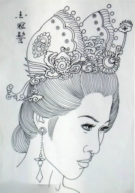 素材各种古装发型的画法