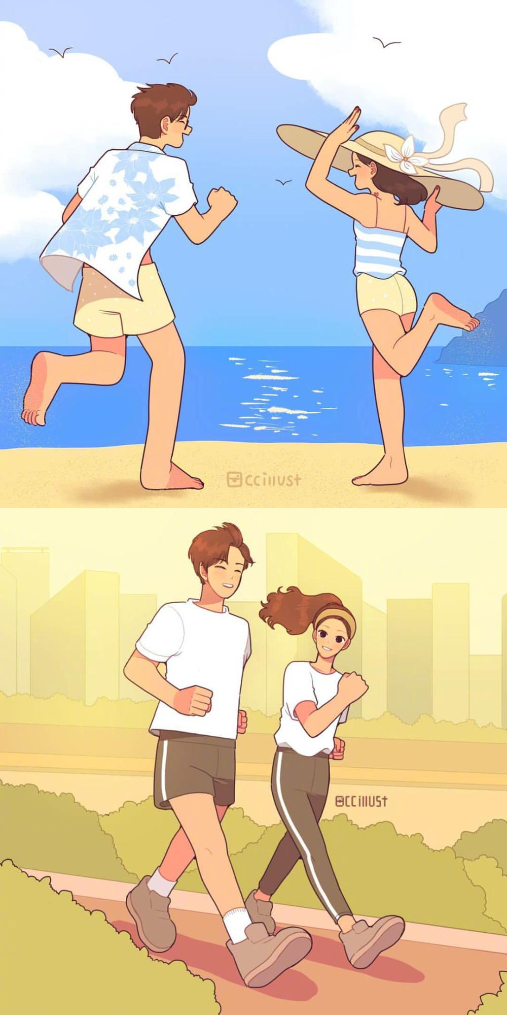 插画师 ccillust画笔下的情侣日常