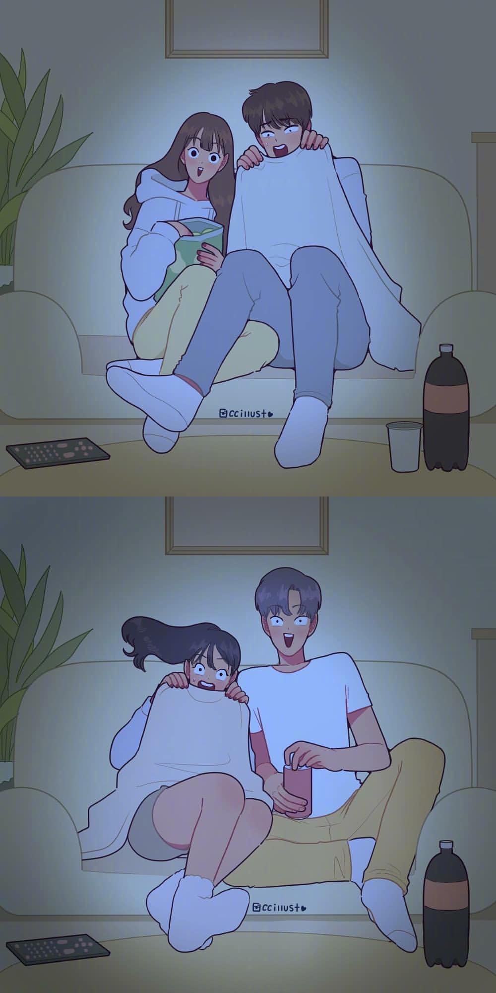 插画师 ccillust画笔下的情侣日常