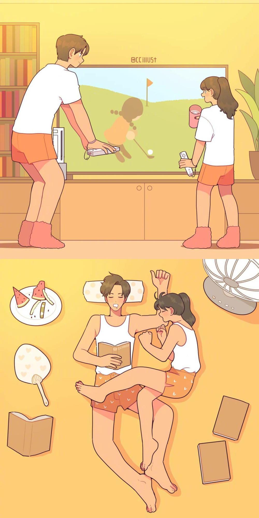 插画师 ccillust画笔下的情侣日常