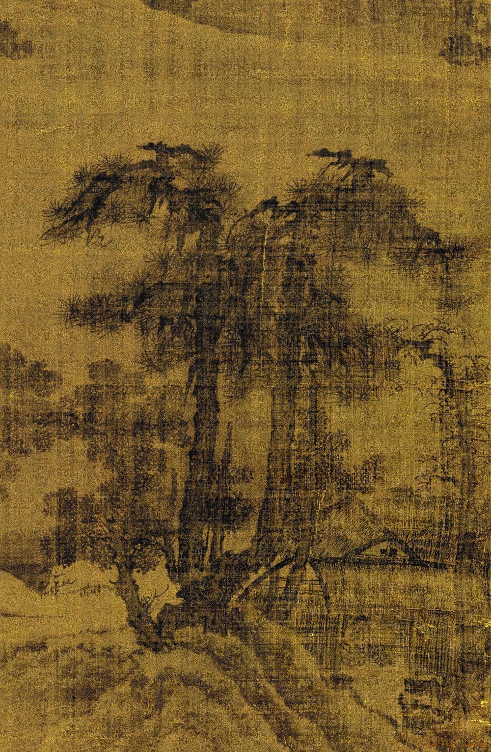 匡庐图绢本水墨画轴尺幅1858厘米x1068厘米