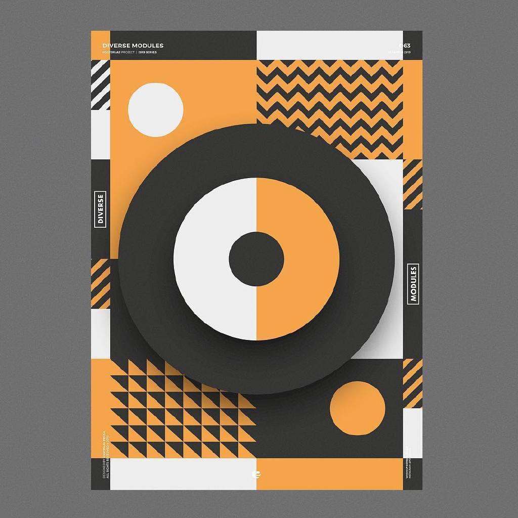 分享一组采用几何图形搭配对比度很强的色彩而成的图形海报设计